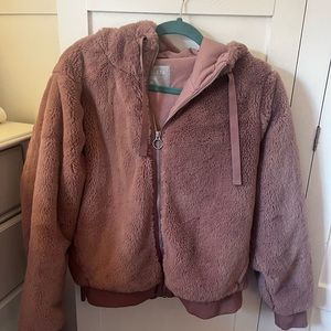 Pink Fuzzy Athleta Zip Up Jacket